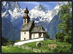 Góry, Drewniany, Płot, Cerkiew, Austria, Drzewo